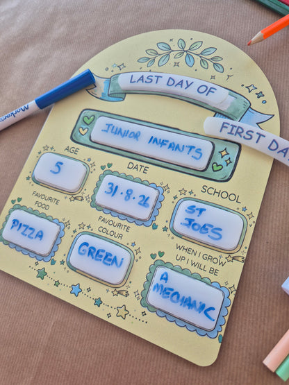 Reusable First Day & Last Day of School Milestone Sign | Back to School Gift. Blue