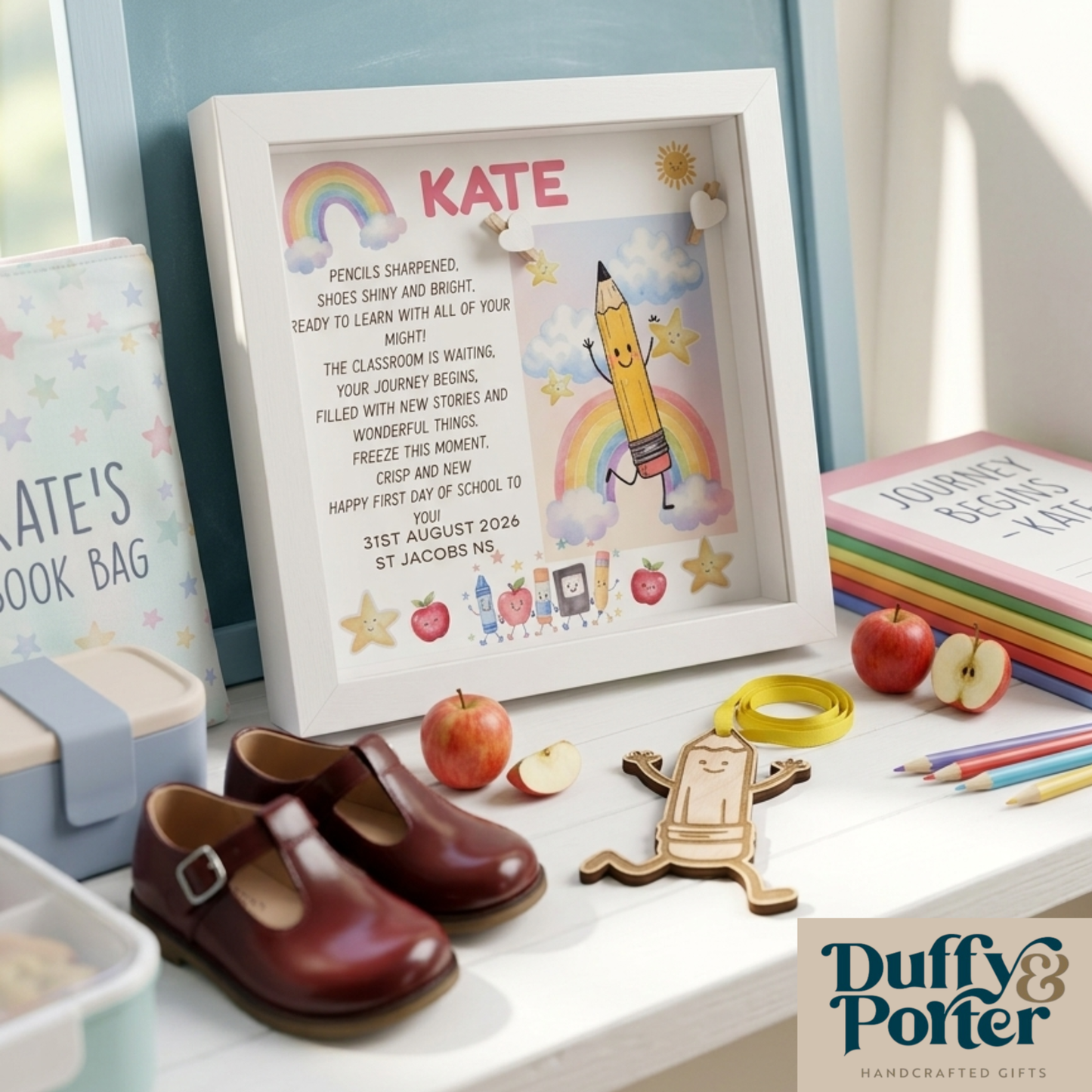 Personalised "First Day at School" frame and keepsake – Handcrafted in Ireland