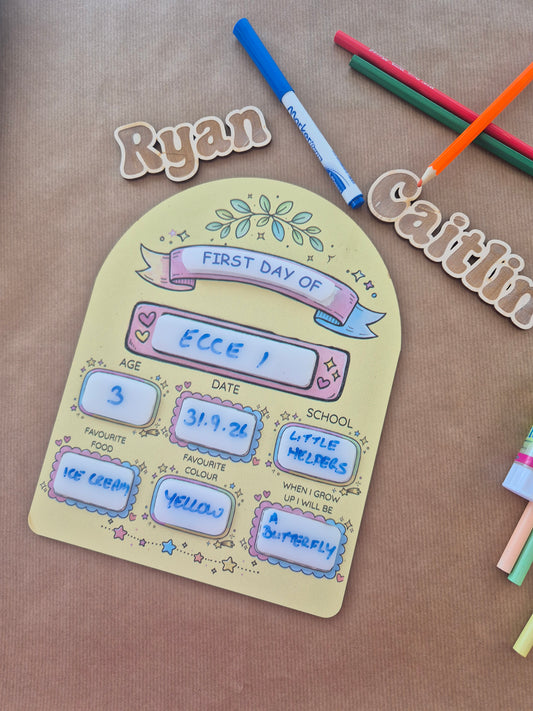Reusable First Day & Last Day of School Milestone Sign | Back to School Gift. Pink