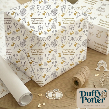 Personalised Eco-Friendly Wrapping Paper - Wedding Doodles