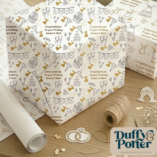 Personalised Eco-Friendly Wrapping Paper - Wedding Doodles