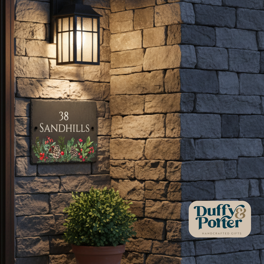 Slate House Sign - Festive Sprig