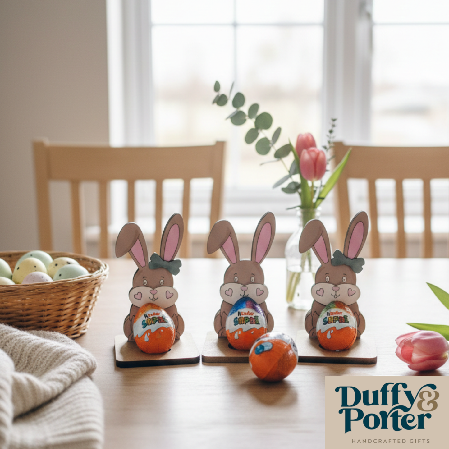 Personalised Bunny Egg holder..reversible Hold