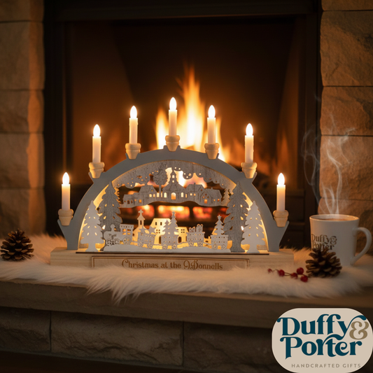 Christmas candle arch – lit train