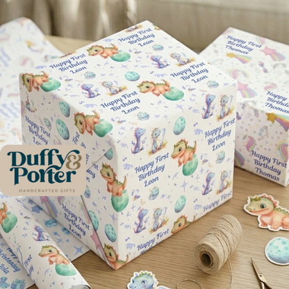 Personalised Eco-Friendly Wrapping Paper - Dino