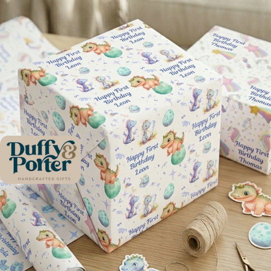 Personalised Eco-Friendly Wrapping Paper - Dino