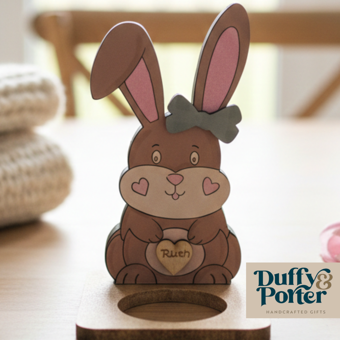 Personalised Bunny Egg holder..reversible Hold