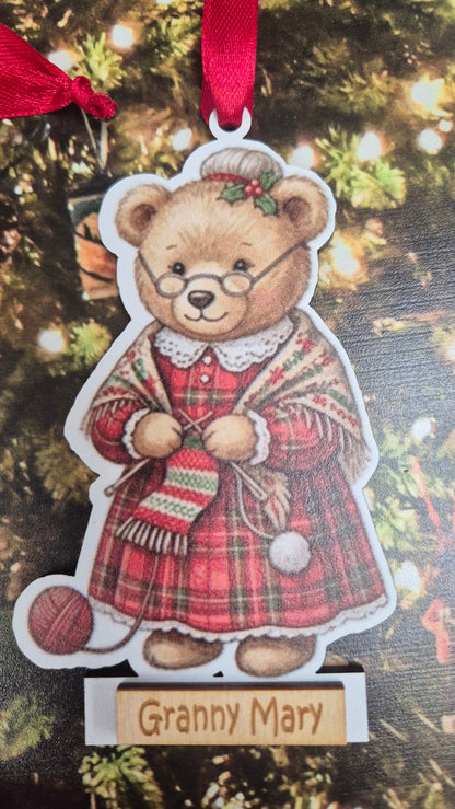 Personalised Teddy Christmas Hanging Decoration
