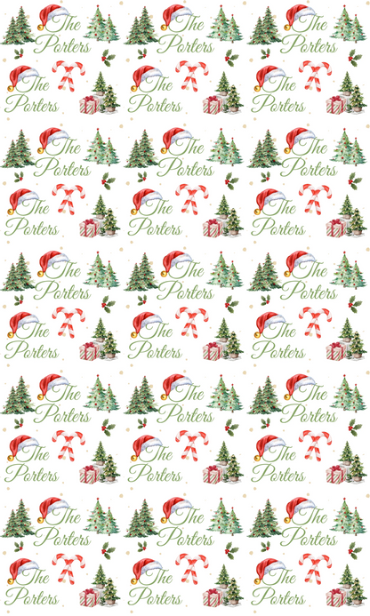 Personalised Christmas Tree and Candy Canes Wrapping Paper | Eco-Friendly Gift Wrap Ireland