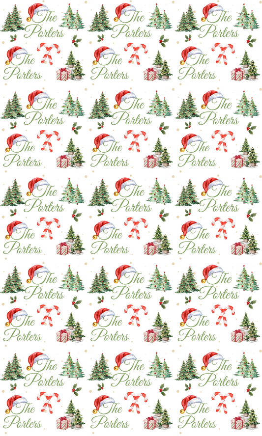 Personalised Christmas Tree and Candy Canes Wrapping Paper | Eco-Friendly Gift Wrap Ireland