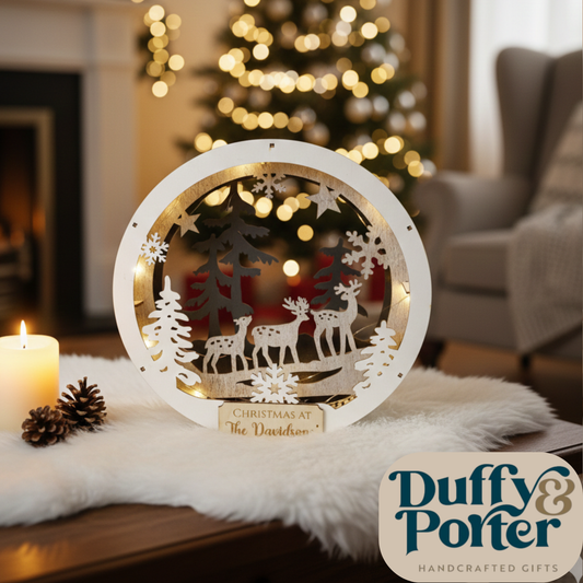 28cm standing layered christmas scene with lights