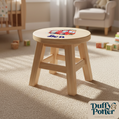 Children's Wooden Stool Fire Engine