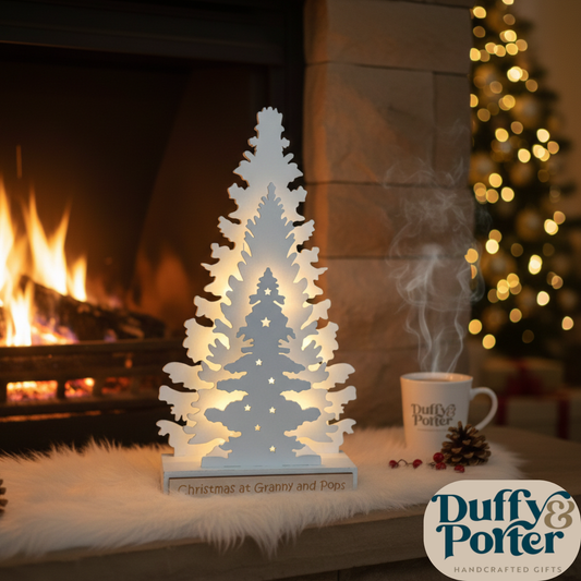 3D CHRISTMAS TREE, WHITE 34CM BACKLIT