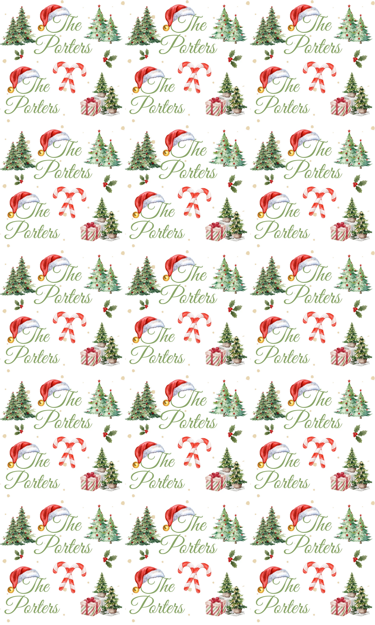 Personalised Christmas Tree and Candy Canes Wrapping Paper | Eco-Friendly Gift Wrap Ireland