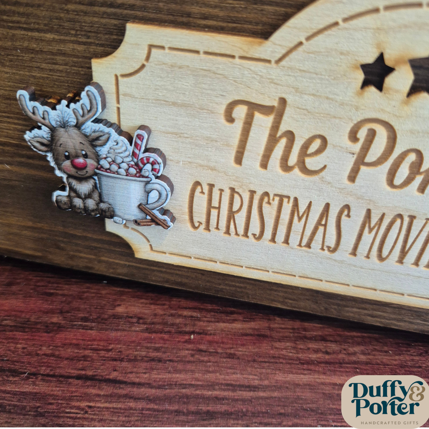 Personalised Wooden Christmas Movie Night Crate (Filled or Empty) – Custom Family Treat Box