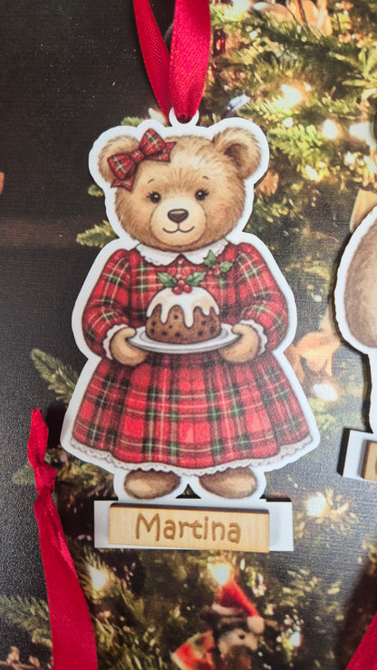 Personalised Teddy Christmas Hanging Decoration
