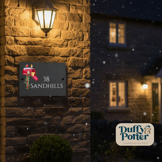 Slate House Sign - Festive Bow