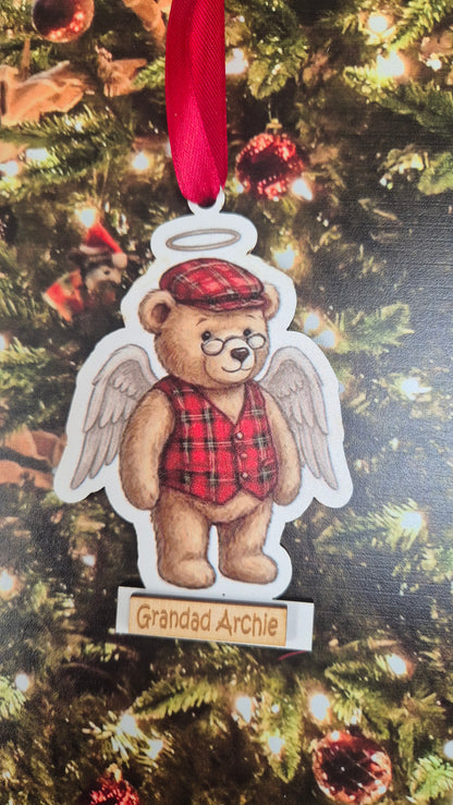 Personalised Angel Teddy Christmas Hanging Decoration
