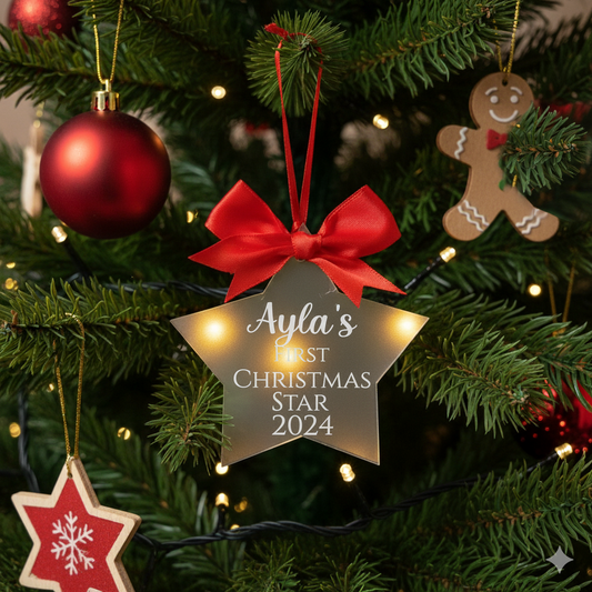 Personalised First Christmas Star Decoration