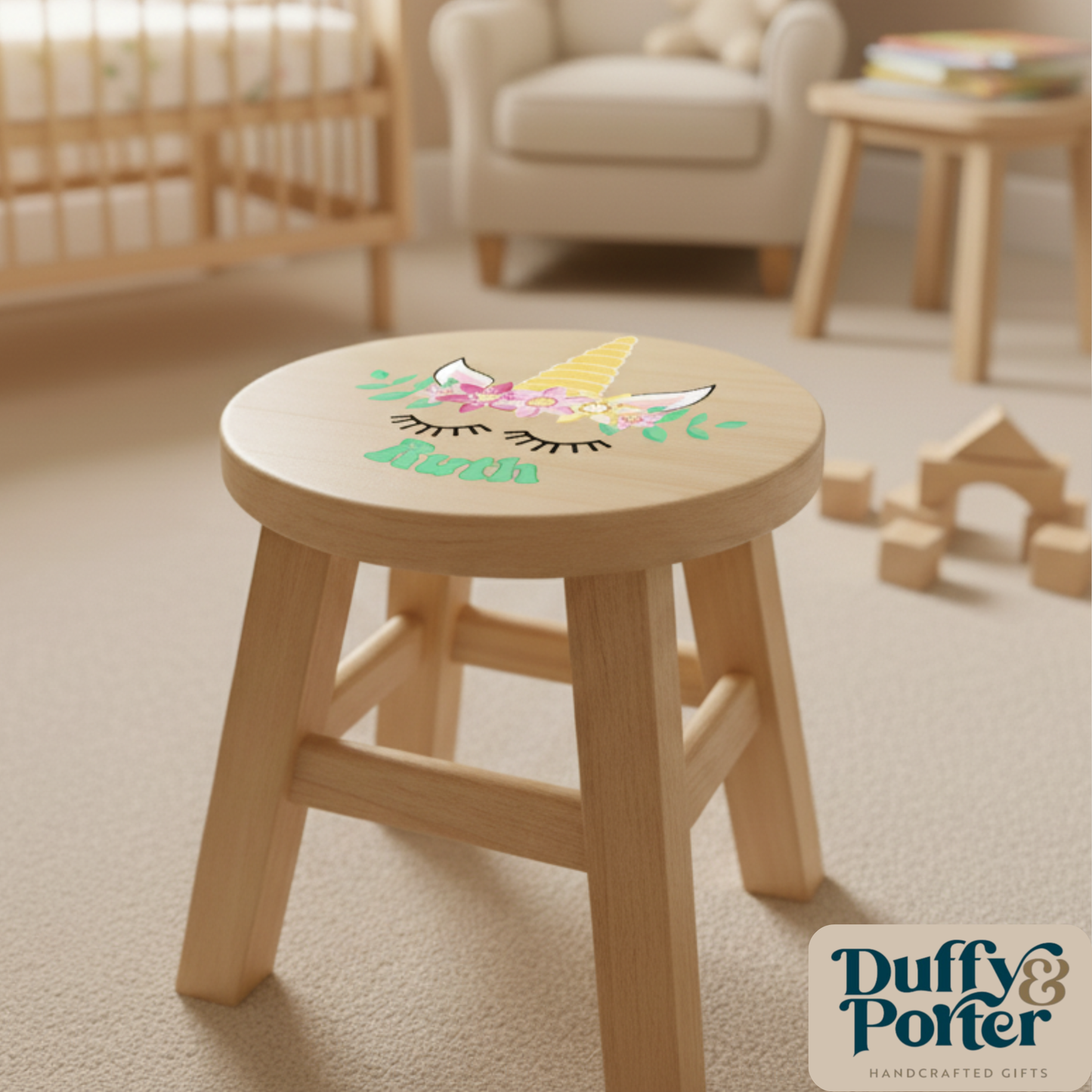 Children's Wooden Stool Unicorn
