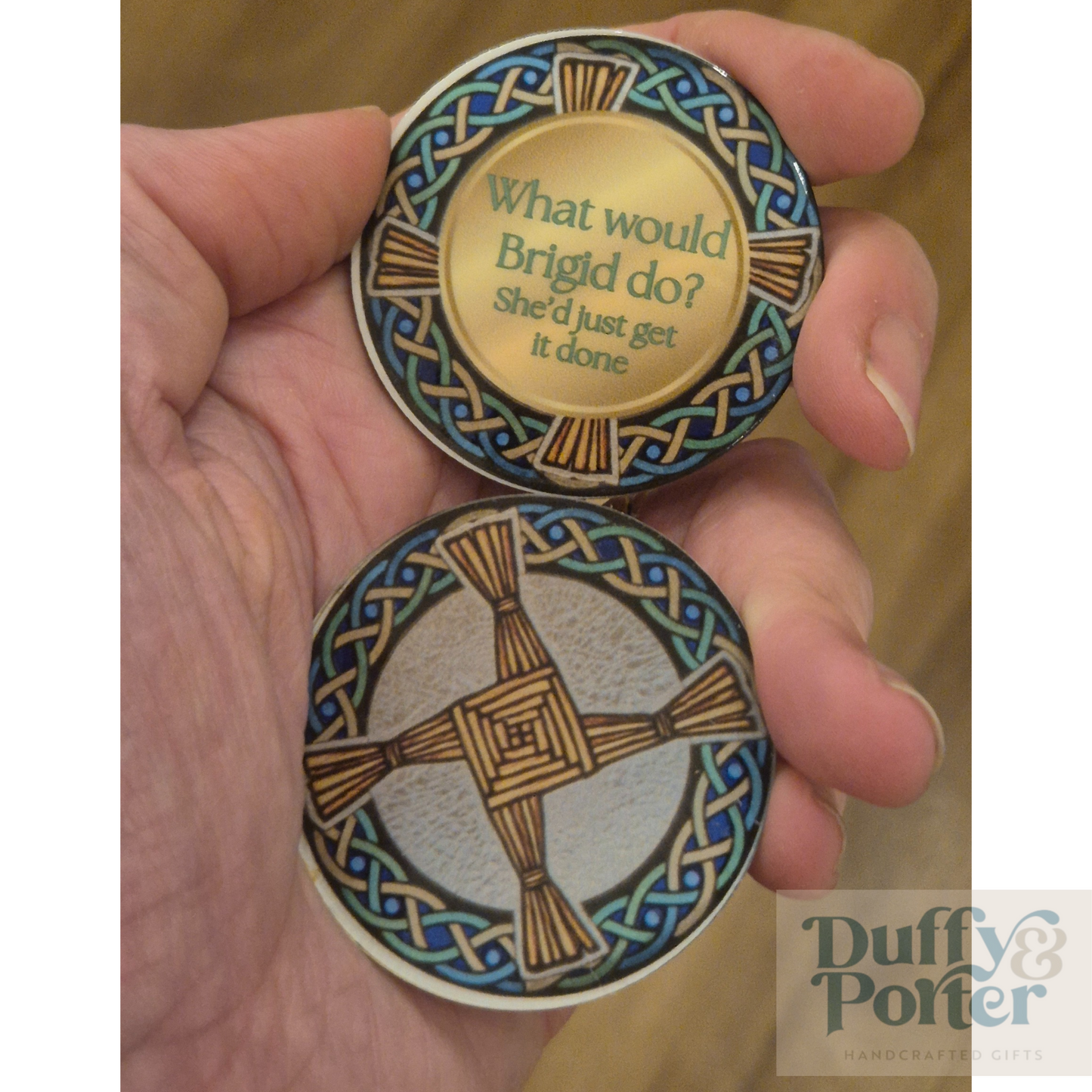 St Brigid Empowerment pocket charm - give it socks