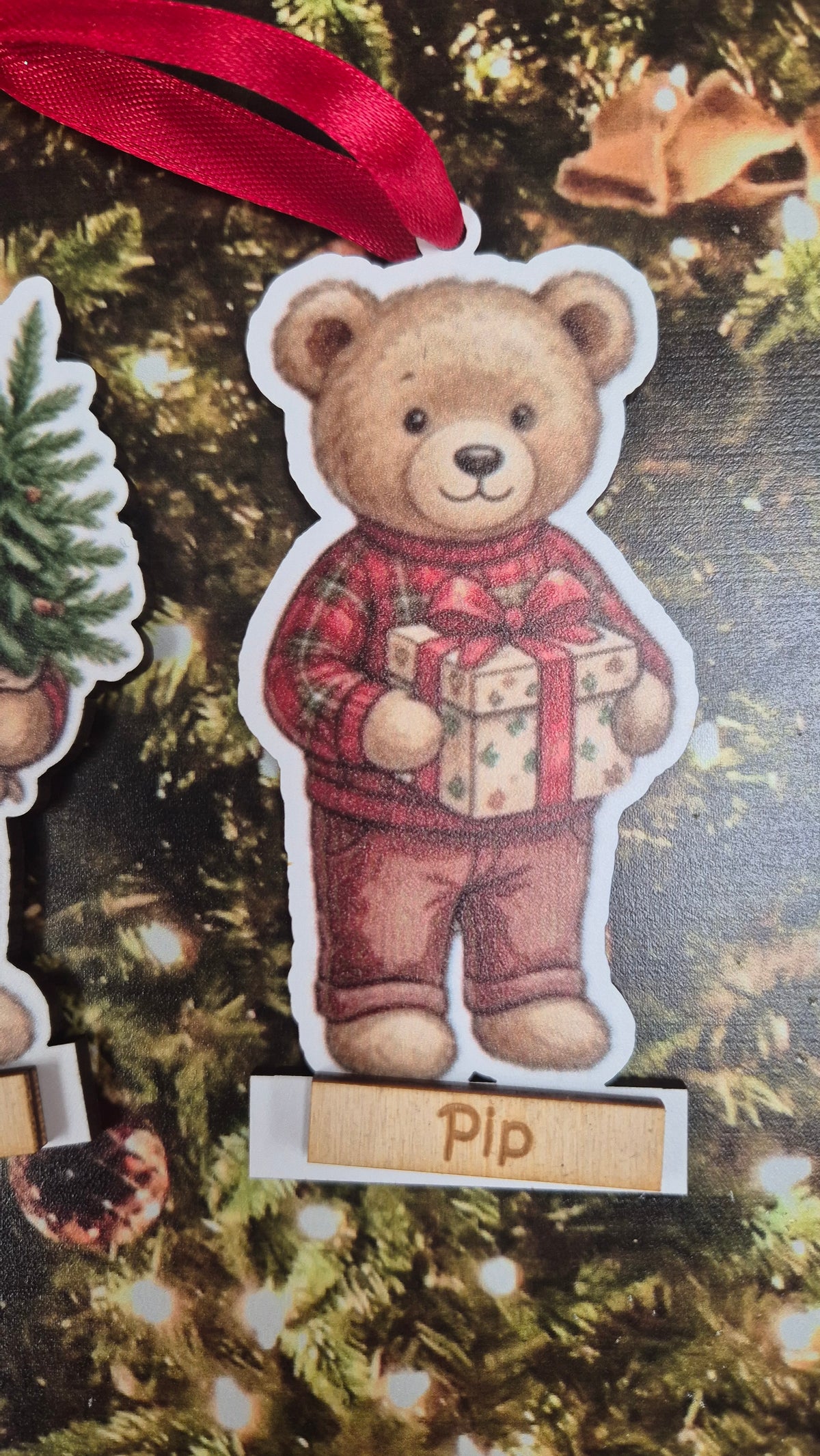 Personalised Teddy Christmas Hanging Decoration