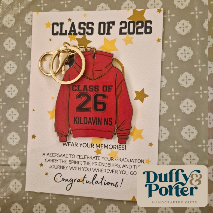 Personalised Class of 26 Hoodie Keyring– A Keepsake for the next chapter