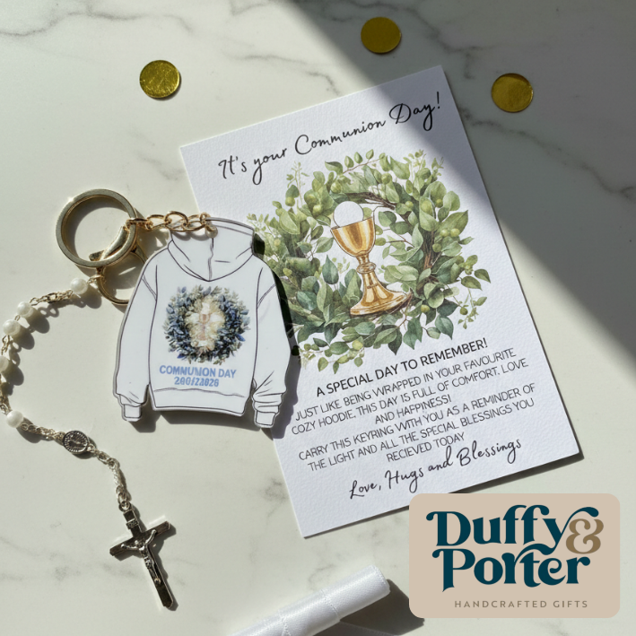 Personalised Communion Hoodie Keepsake Keyring