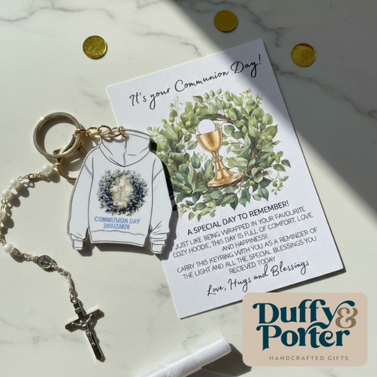 Personalised Communion Hoodie Keepsake Keyring