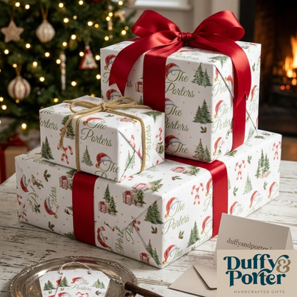 Personalised Christmas Tree and Candy Canes Wrapping Paper | Eco-Friendly Gift Wrap Ireland