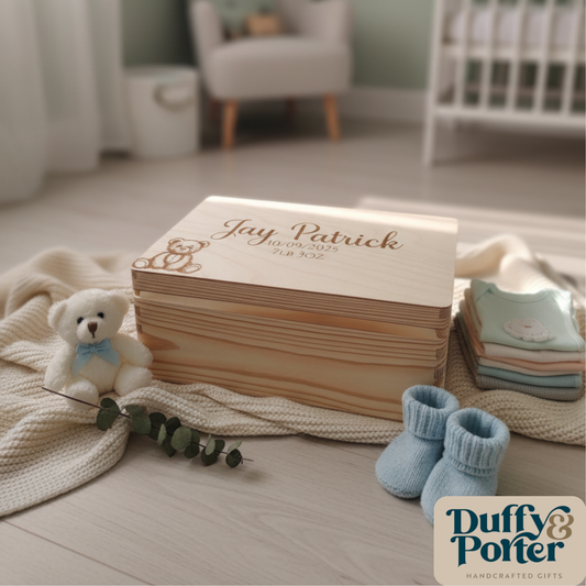 Keepsake Box Teddy Natural Wood Engraved