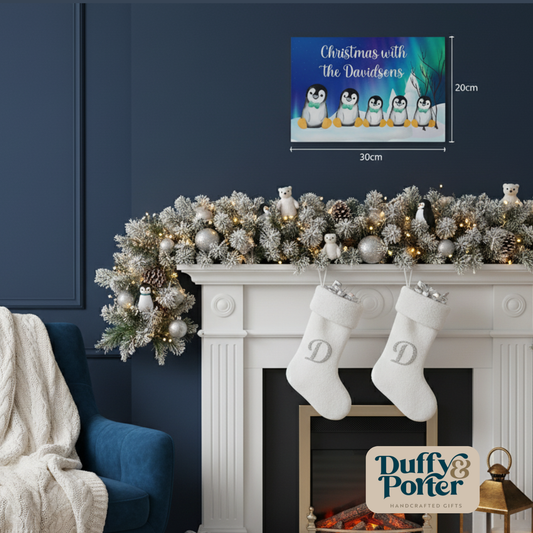 Personalised Penguin Family Christmas sign