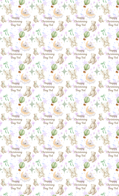 Personalised Eco-Friendly Wrapping Paper - Teddy and Green