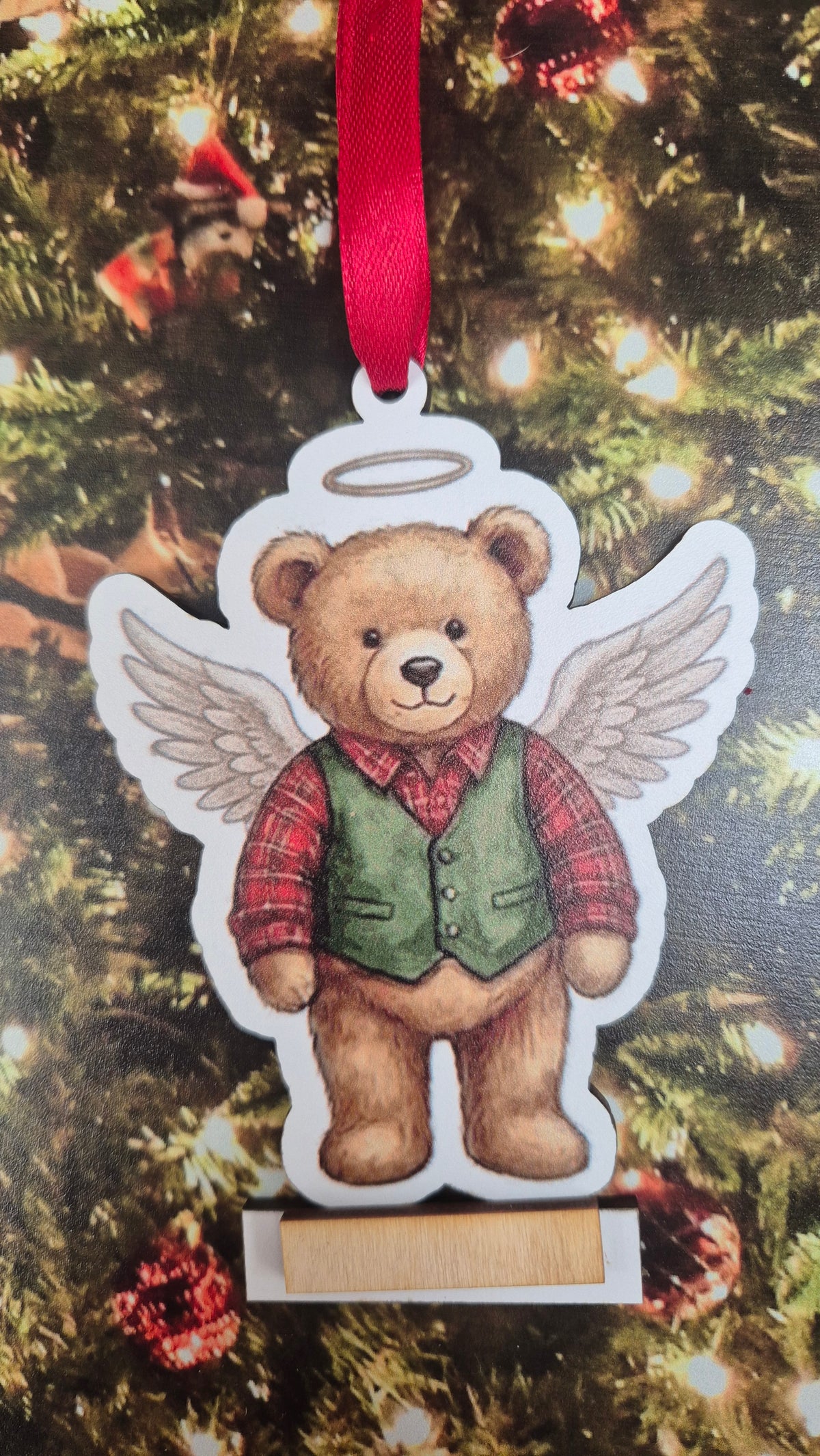 Personalised Angel Teddy Christmas Hanging Decoration