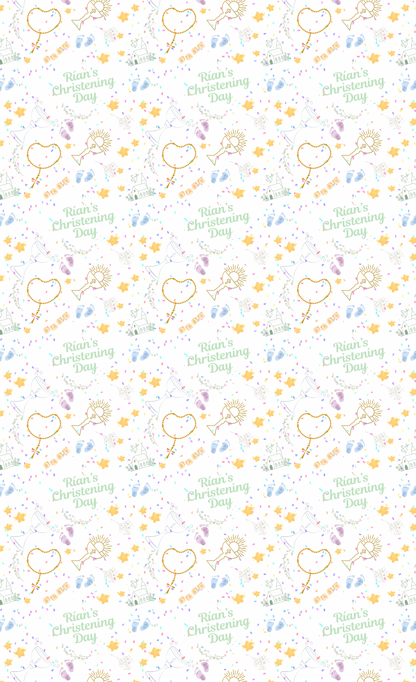 Personalised Eco-Friendly Wrapping Paper - Christening