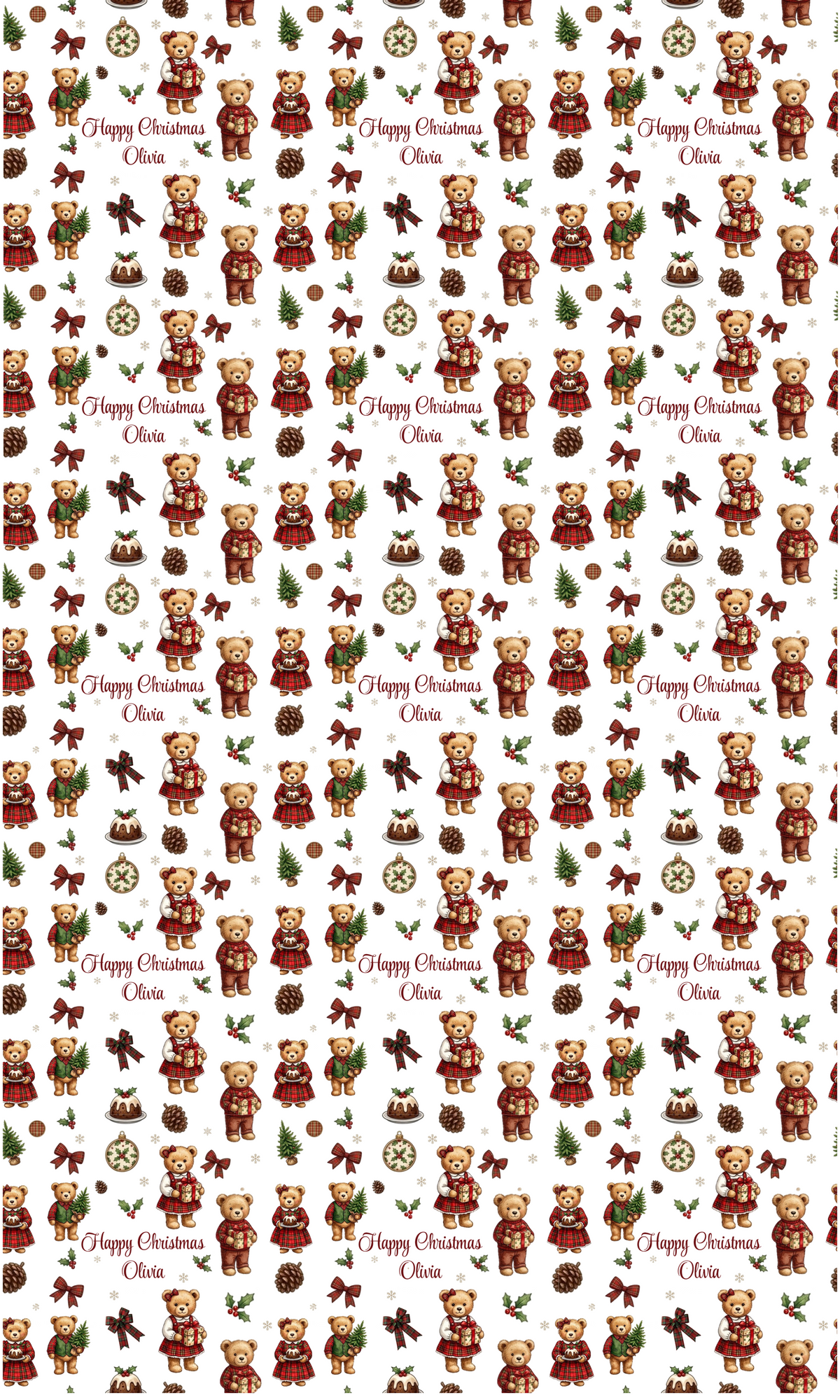 Personalised Christmas Teddy Wrapping Paper | Eco-Friendly Gift Wrap Ireland