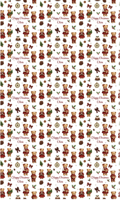 Personalised Christmas Teddy Wrapping Paper | Eco-Friendly Gift Wrap Ireland