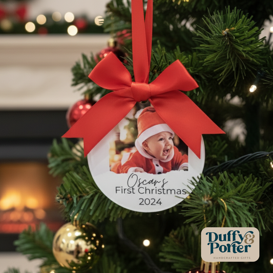 Photo first christmas tree decoration