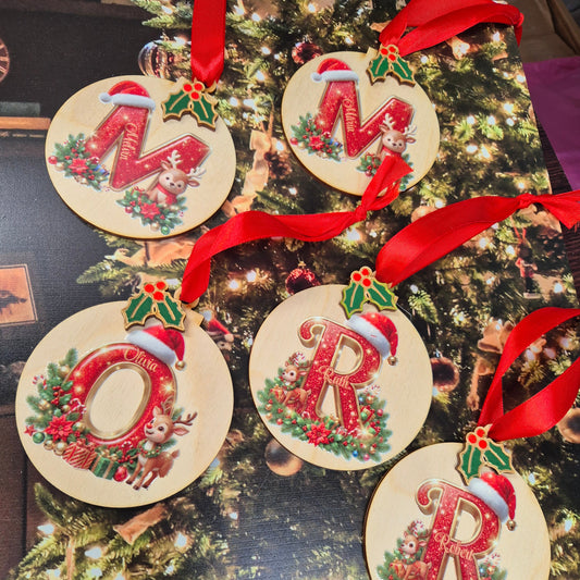 Personalised Initial Wooden Tree Decoration & Tag | Duffy & Porter