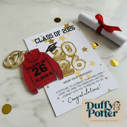 Personalised Class of 26 Hoodie Keyring– A Keepsake for the next chapter