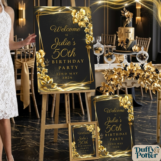 Black and Gold Occasion Sign