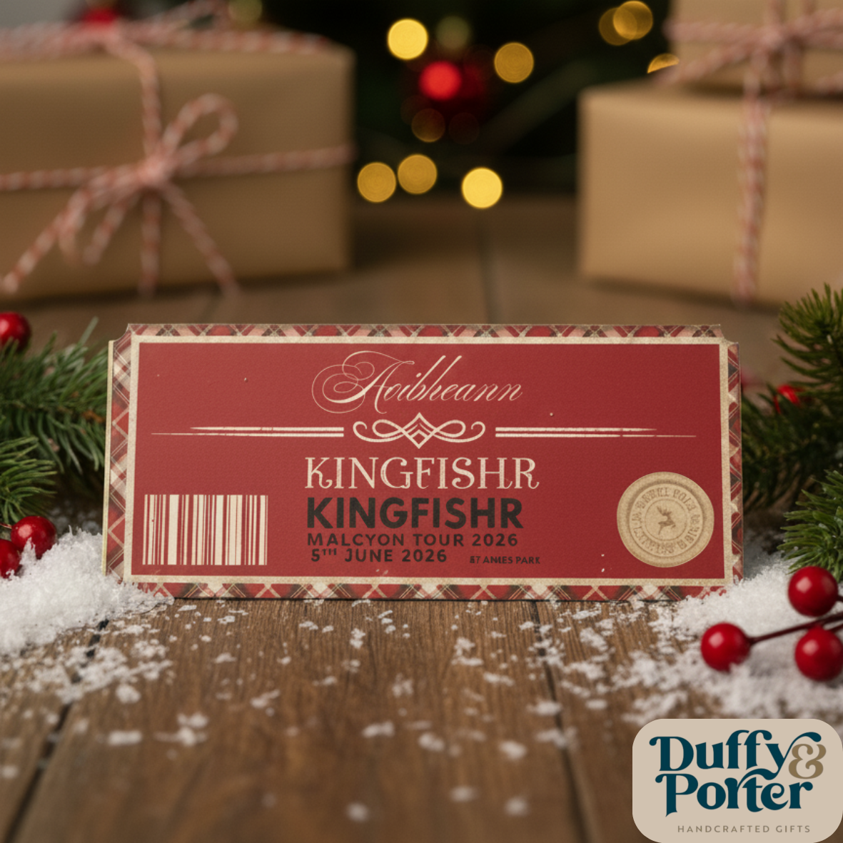 Personalised Clear Acrylic Ticket – Printed Keepsake Reveal Tartan