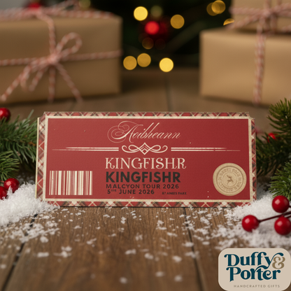 Personalised Clear Acrylic Ticket – Printed Keepsake Reveal Tartan