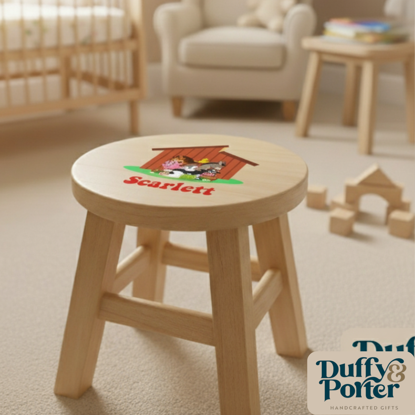 Children's Wooden Stool Farm