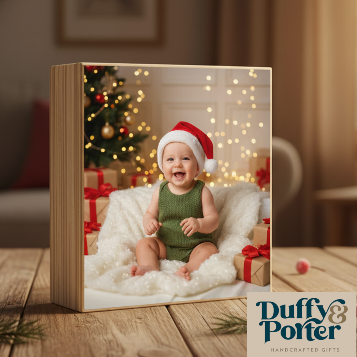 Scandinavian Birch Wooden Photo Block Square