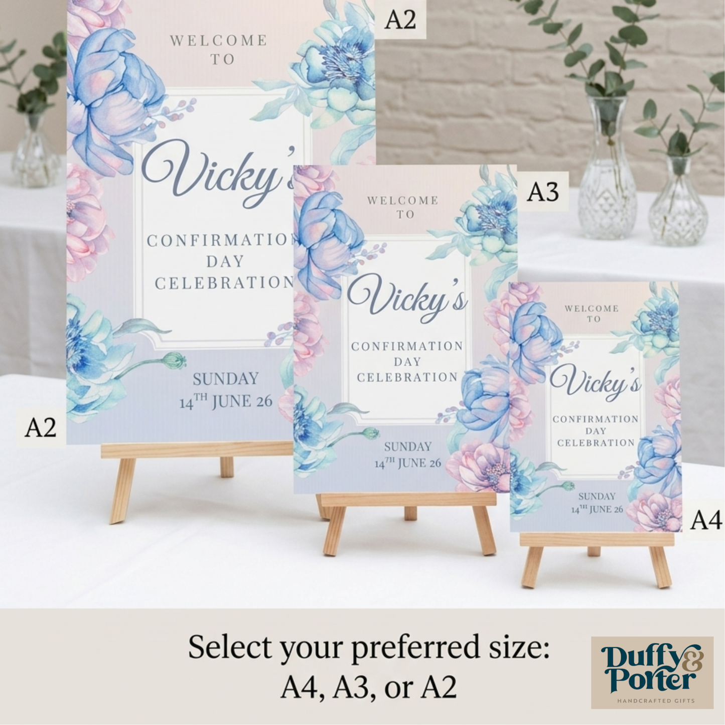 Pink and Blue Occasion Sign
