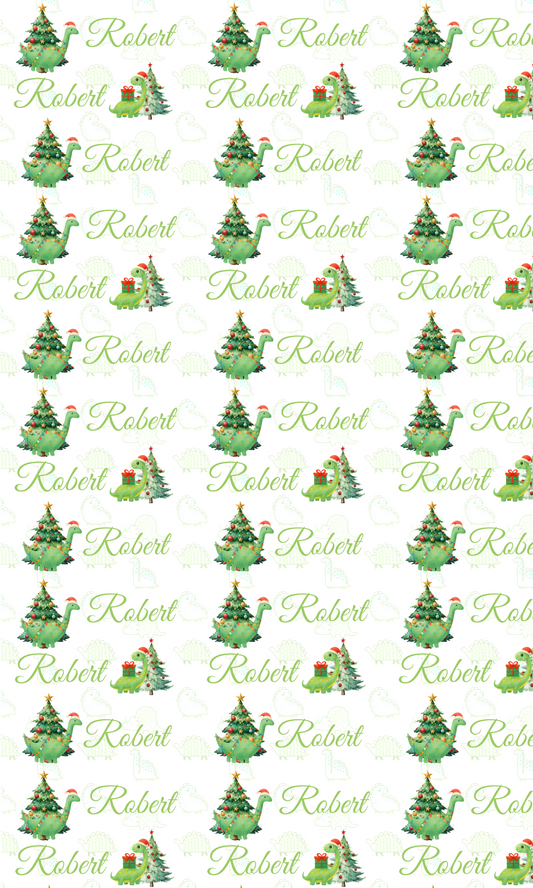 Personalised Christmas Dinosaur Wrapping Paper | Eco-Friendly Gift Wrap Ireland