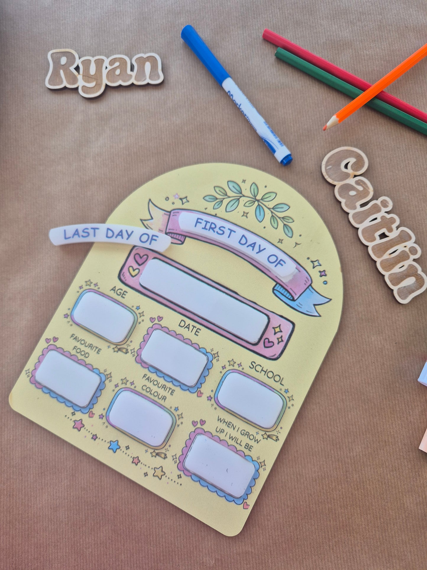 Reusable First Day & Last Day of School Milestone Sign | Back to School Gift. Pink