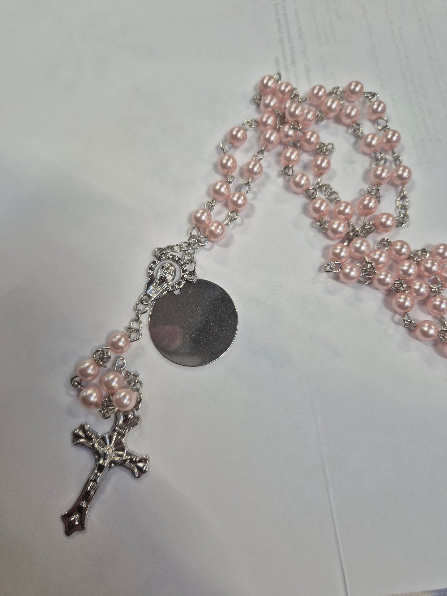 Personalised rosary bead chain and wooden box various colours