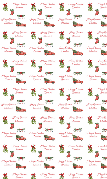 Personalised Christmas Red Truck Wrapping Paper | Eco-Friendly Gift Wrap Ireland m